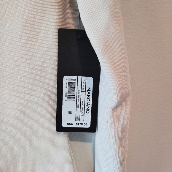 Marciano Asymmetrical Off-Shoulder White Bodycon Dress - Picture 8 of 8